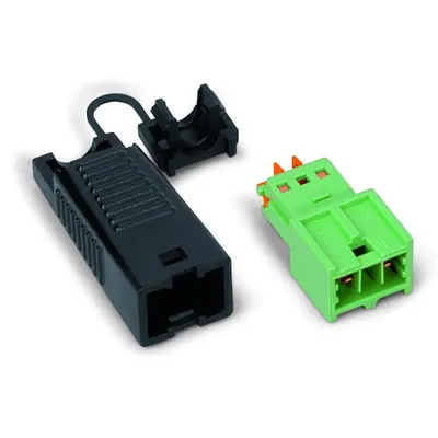 Plug; with strain relief housing; 2-pole; Cod. E; green