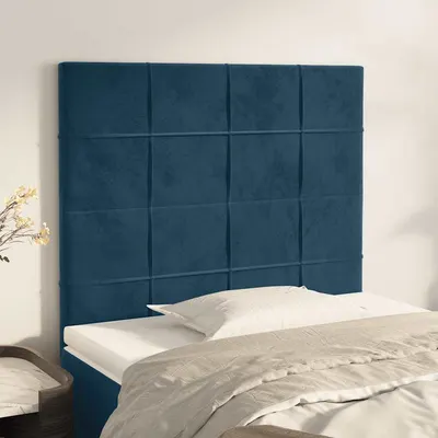 vidaXL Tăblie de pat albastru închis 90x5x118/128 cm catifea