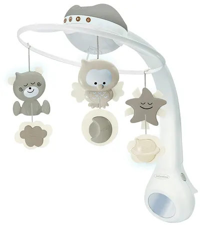 Carusel muzical Infantino 3 în 1 cu proiector - Ecru