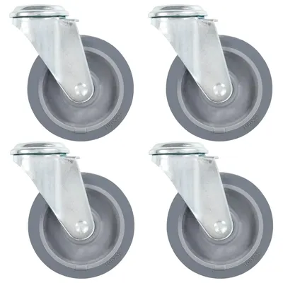 Gossi roti pivotante cu gaura pentru surub, 4 buc., 100 mm