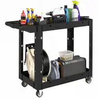 HOMCOM Cărucior de atelier servetă atelier cu 2 nivele cu mâner lateral pentru garaj, depozit, unelte de bricolaj, negru | Aosom Romania