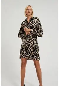 Rochie neagra cu imprimeu animalier - Negru