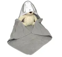 Prosop de baie pentru bebelusi din bumbac, cu gluga Fluffy Gri 75 x 75 cm