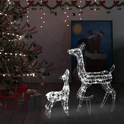 vidaXL Decorațiune de Crăciun familie de reni 160 LED alb rece acril