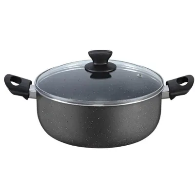 Cratita din Aluminiu 26 cm, Capacitate 4 l, cu Capac din Sticla, Gri, Zilan