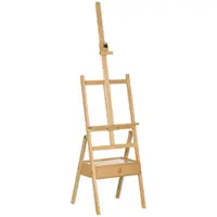 Vinsetto Șevalet de Pictor cu Înălțime Reglabilă și Sertar Inferior, Șevalet din Lemn de Fag, 43.5x43x150-190 cm, Culoare Lemn | Aosom Romania