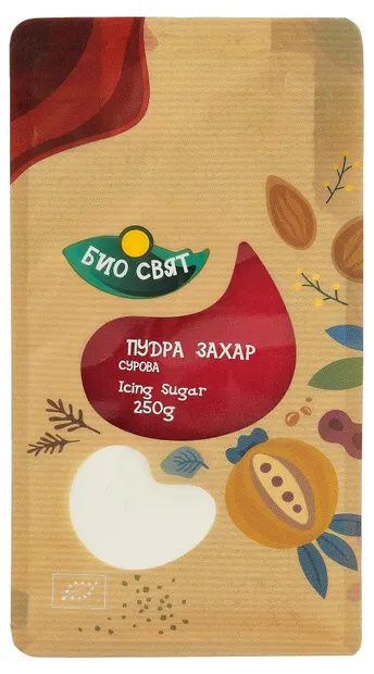 Pudră bio de zahăr, din trestie de zahăr, 250 g, Biosvyat