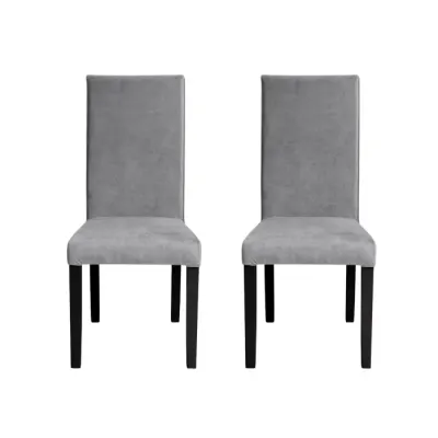 Set 2 scaune living TEO, picioare lemn wenge, stofa z gri deschis, 46x60x98 cm