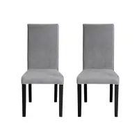 Set 2 scaune living TEO, picioare lemn wenge, stofa z gri deschis, 46x60x98 cm