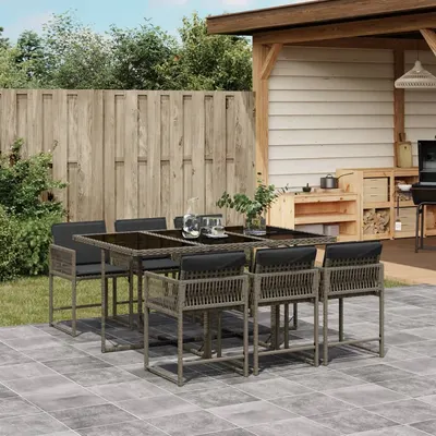 Gossi set mobilier de gradina cu perne, 7 piese, gri, poliratan