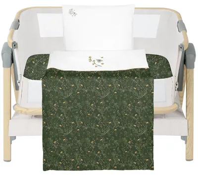Set de lenjerie pentru pătuț KikkaBoo Secret Garden - Pentru mini pătuț, 5 piese, Green