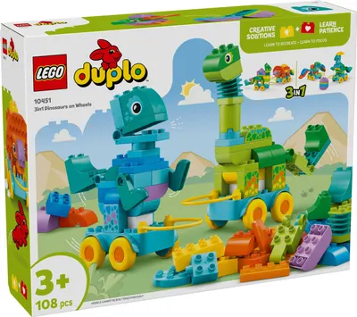 LEGO® DUPLO - Dinozauri pe roti 3 in 1 (10451)