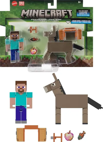 Set de joacă cu figurine de acțiune Minecraft – Core Figure, 2 bucăți, cu accesorii, sortiment