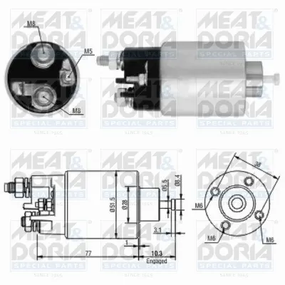 Solenoid Electromotor Potrivit Dacia Logan, Logan Mcv; Nissan Almera Ii, Kubistar, Micra Iii; Renault Clio Ii, Clio Iii, Kangoo, Kangoo Express, Logan I, Megane Ii 1.4 1.5d 1.9d 09.98