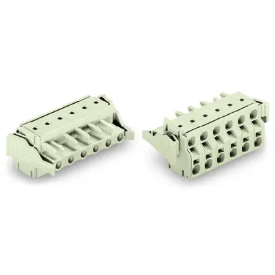2-conductor female connector; 100% protected against mismating; Locking lever; 2.5 mm²; Pin spacing 7.5 mm; 6-pole; 2,50 mm²; light gray