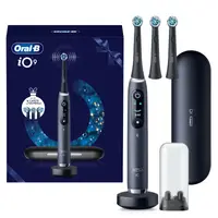 Set cadou periuta de dinti electrica Oral-B iO9 + 2 capete de periaj cu Tehnologie Magnetica si Micro-Vibratii, Inteligenta artificiala, Display led,