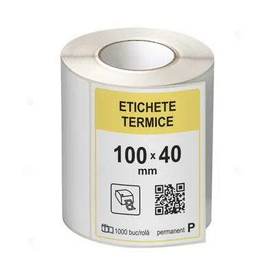 Role etichete termice autoadezive 100x40 mm, 1000 etichete rola