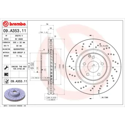 Disc frana BREMBO 09.A353.11