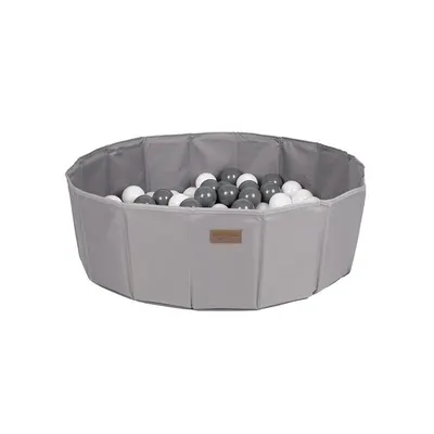 Piscina uscata pliabila, BabyTrold, Cu 100 bile, Fara ftalati si BPA, 80x80x25 cm, 18 luni+, Gri