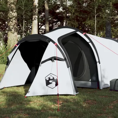 Gossi cort camping tunel 3 persoane, alb, tesatura opaca, impermeabil