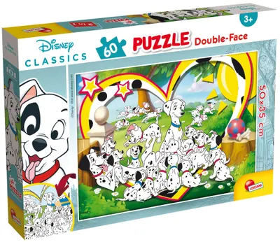 Puzzle cu două fețe Lisciani de colorat din 60 piese - 101 dalmații