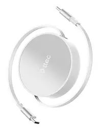 Cablu ttec – Mini Retractable, 100W, USB-C/USB-C, alb