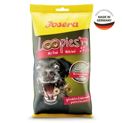 JOSERA Loopies, XS-XL, Vită, punguță recompense fără cereale câini, 150g