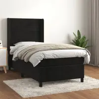 Gossi pat box spring cu saltea, negru, 80x200 cm, catifea