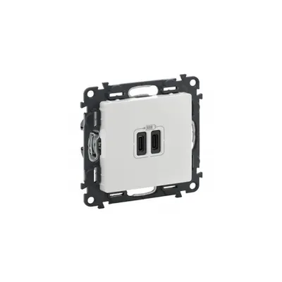 Double USB Type C+C charging prizas Valena In'matic - alb Valena Life