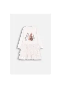 Rochie fete - tricotata - ecru - bumbac