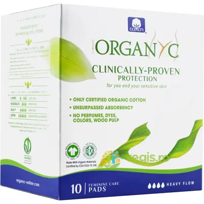 Absorbante Intime din Bumbac Organic pentru Noapte 10buc