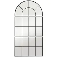 HOMCOM Oglindă de Perete Arcuită în Formă de Fereastră pentru Hol și Sufragerie cu 3 Agățători, 76x43 cm, Negru | Aosom Romania
