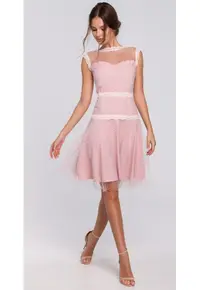Rochie dama cu tulle - Poliester/Elastan - Roz