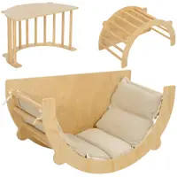 AIYAPLAY Arc Montessori 3 în 1 pentru Copii de 18-48 Luni, Structură de Cățărare, Măsuță și Balansoar cu Pernă | Aosom Romania
