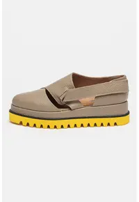 Pantofi wedge de piele - Maro taupe deschis