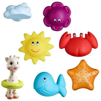 Set jucării de baie Sophie la Girafe - Sophie Girafă, 7 buc