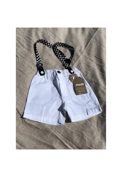 Pantaloni scurti cu talie elastica si bretele detasabile - - Feeling Good - Alb - pentru baietei - Alb