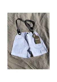 Pantaloni scurti cu talie elastica si bretele detasabile - - Feeling Good - Alb - pentru baietei - Alb