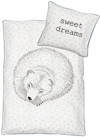 Set 2 piese cearsafuri de pat pentru bebelusi Bloomingville - Ursul care doarme, alb