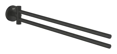 Bara prosop dubla Grohe Essentials, pe perete, 439 mm, pivotanta, metal, mat, negru, 1024672430