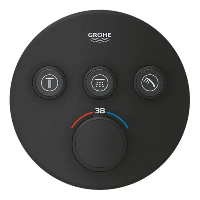 Unitate comanda dus Grohe Grohtherm SmartControl 29508KF0, 1/2 inch, incastrat, termostat, 3 iesiri, necesita valva incastrata, mat, Negru