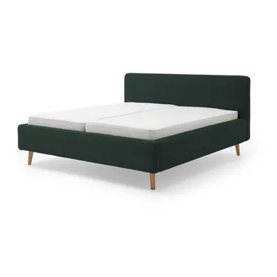 Pat matrimonial verde închis tapițat fără somieră 180x200 cm Mattis Cord – Meise Möbel