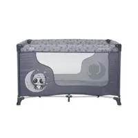 Patut pliabil pentru copii Lorelli Moonlight Cool Grey Pandas, deschidere laterala cu fermoar, geanta de transport
