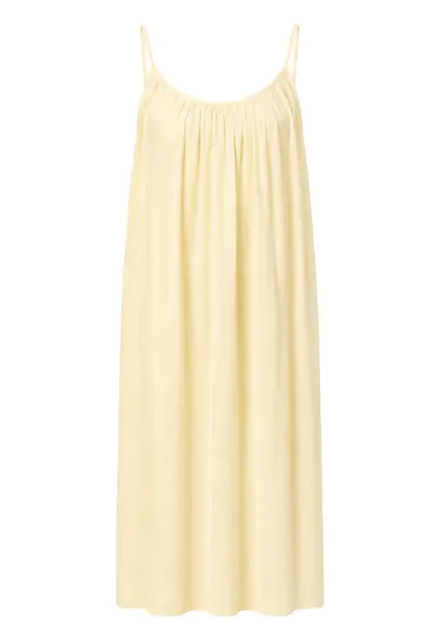 Rochie Maxi - A-line - galben lamaie - lyocell si poliester - fara maneci - captusita