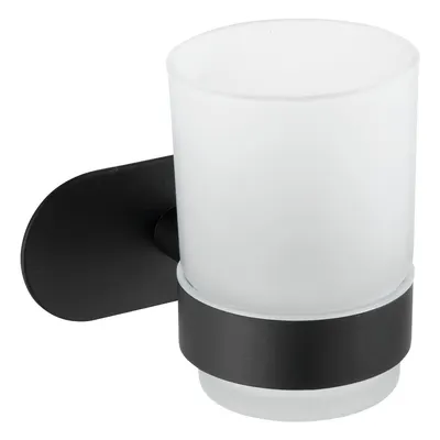 Pahar din sticlă mată pentru periuțe de dinți Orea Black - Wenko