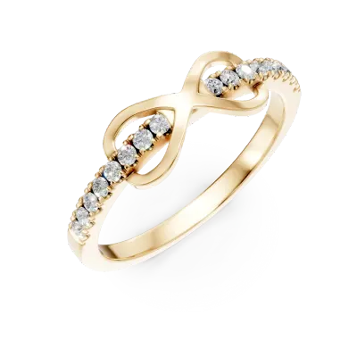 Inel cu infinit din aur galben cu diamante de 0.1ct