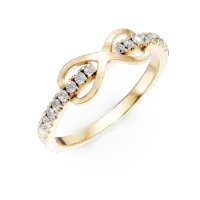 Inel cu infinit din aur galben cu diamante de 0.1ct