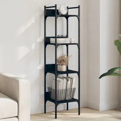 vidaXL Bibliotecă 4 niveluri, negru, 35x30x138,5 cm, lemn prelucrat