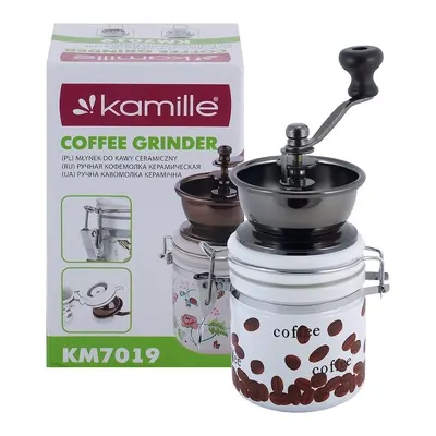 Rasnita Engros de cafea, Kamille, din Ceramica, Alb / Maro
