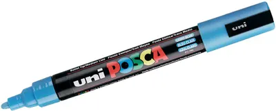 Marker permanent cu varf rotund Uni Posca - PC-5M, 2.5 mm, albastru deschis
